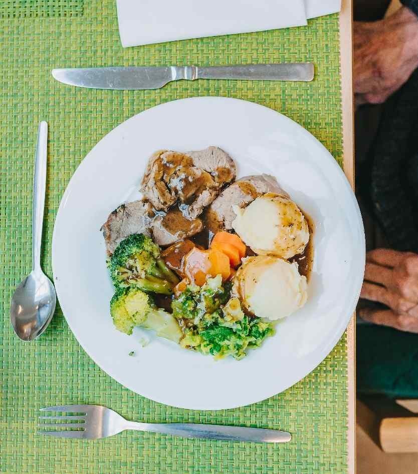 Home-cooked food at Danesbrook House care home Cardiff