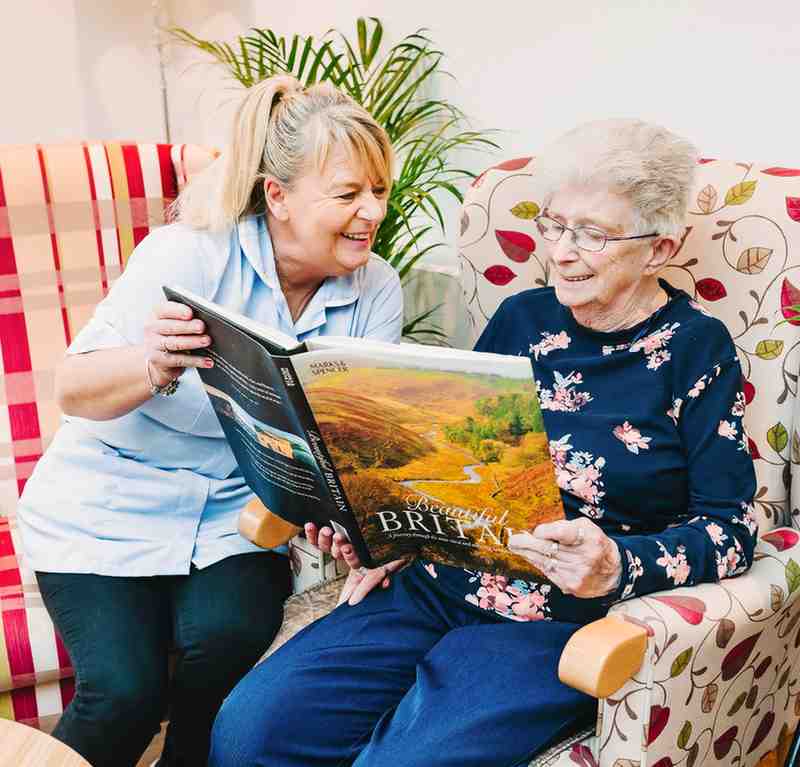Reading corner at Danesbrook House care home Cardiff