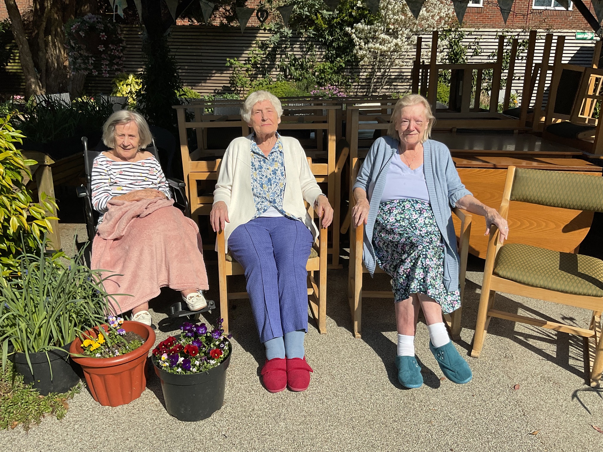 Garden patio at Danesbrook House residential care home Cardiff